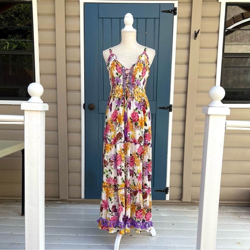 Me 2 Magic Anthropologie Floral Maxi Dress Women’s Size Medium
